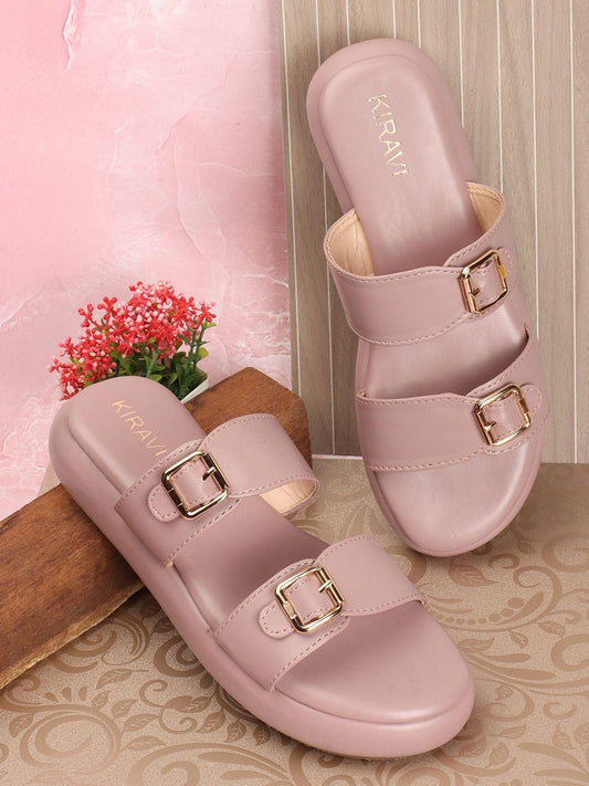 Double Buckle Rose Sandals